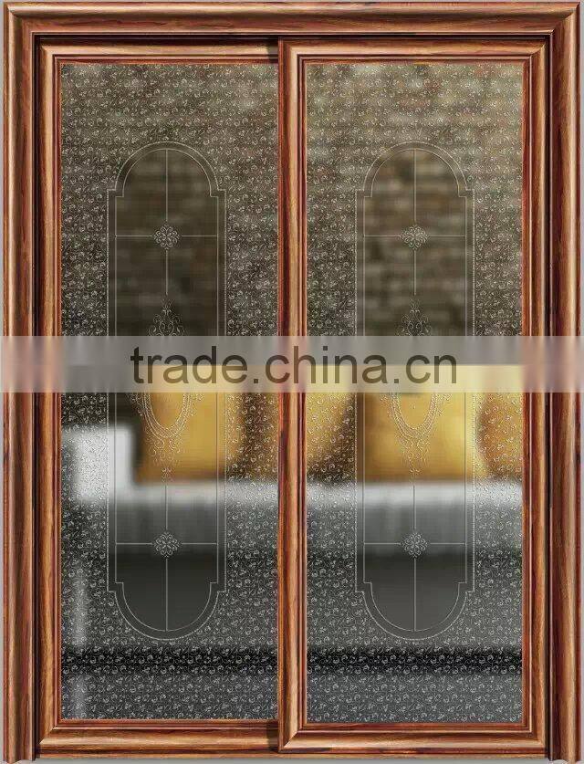 durable wooden frame glass carving for kitchen partition office partition