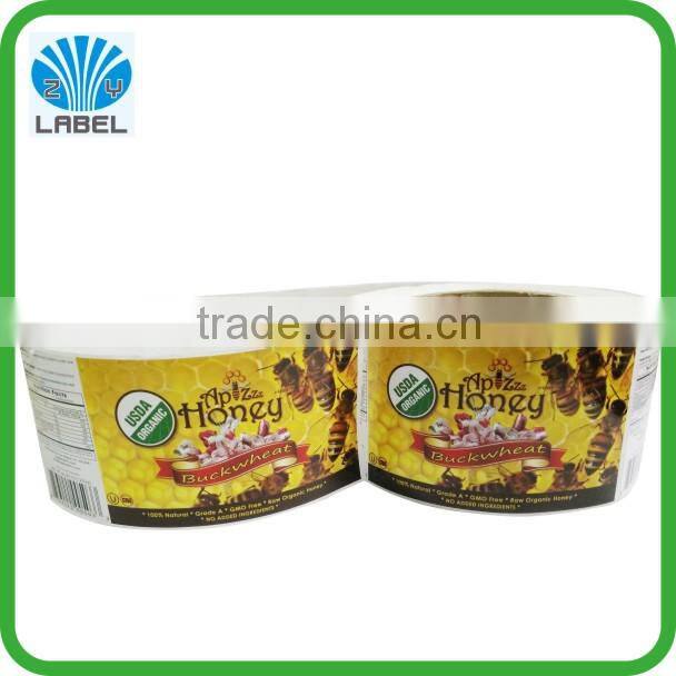 full color printed honey label sticker,waterproof adhesive honey label with custom design