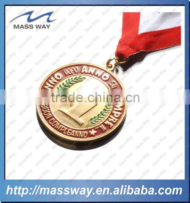 souvenir antique bronze copper customized metal sport medal with ribbons