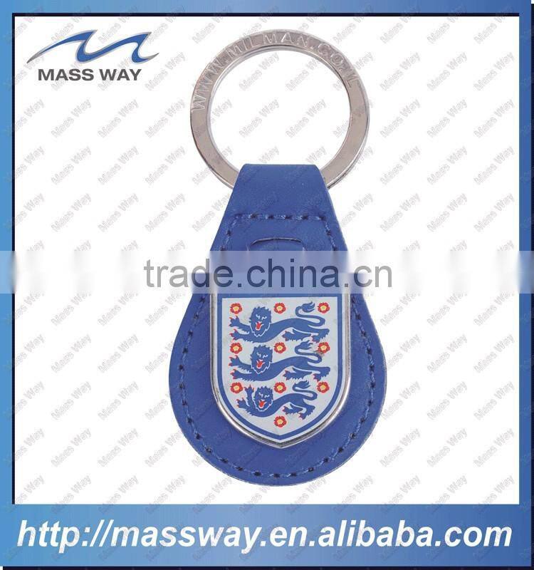 Customized brass silver laser engraved metal brown leather key chain