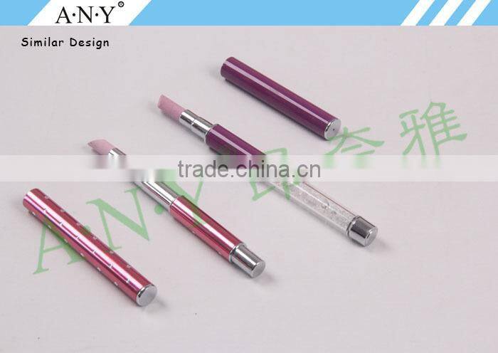 ANY Nail Art Beauty Care Cuticle Pusher Rhinestone Nail Brush with Pumice Stone Pusher