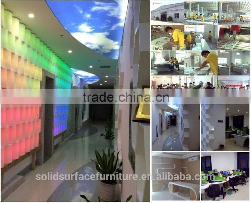 Modern acrylic solid surface restaurant table and bench