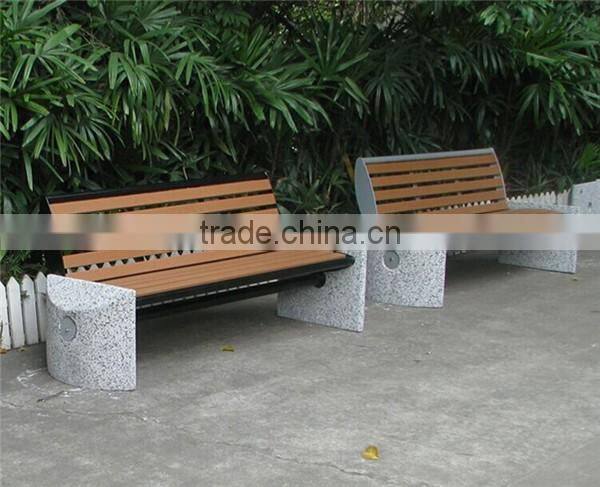 Park bench with recycled plastic wood slats garden wooden bench with back