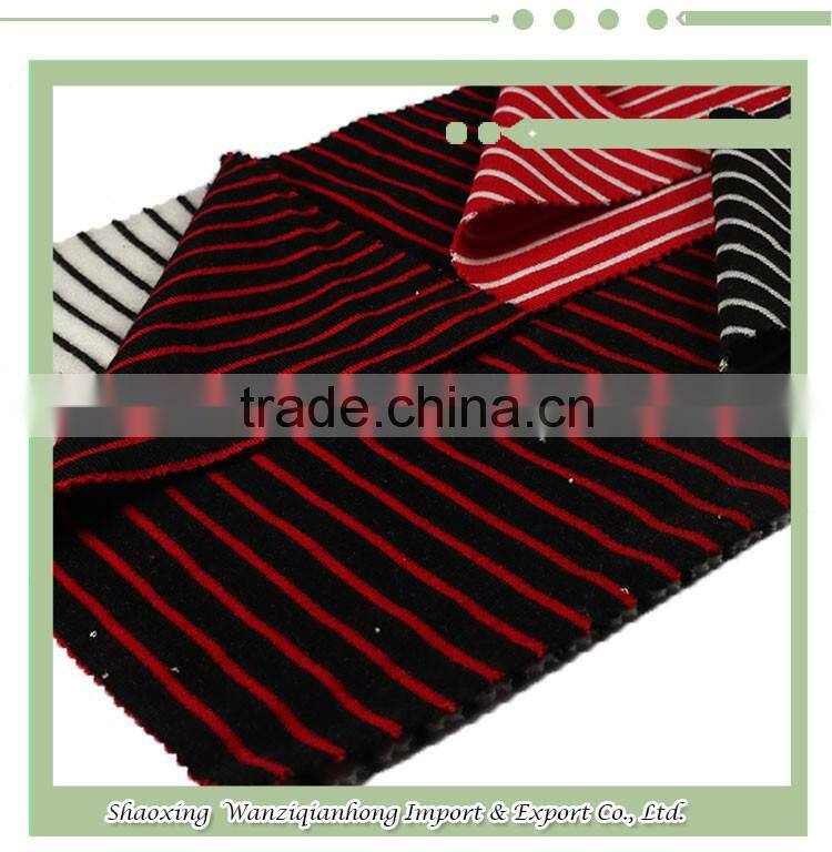 Shaoxing soft feeling yarn dyed stripe interlock TR knit thin stretch fabric