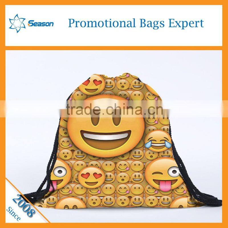 New recycle custom 600d polyester emoji backpack emoji bag