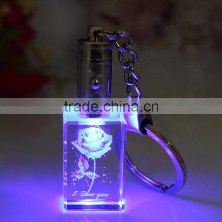 custom cheap clear crystal glass emoji led reflective keychain