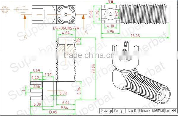 thru hole PCB Mount jack bulkhead O-ring SMA right angle connector