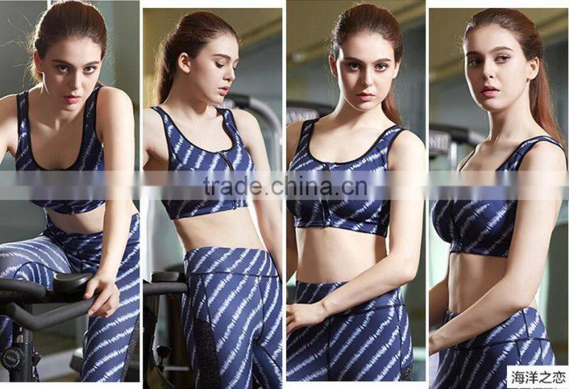 customized zipper women push up sexy sport fitness bra