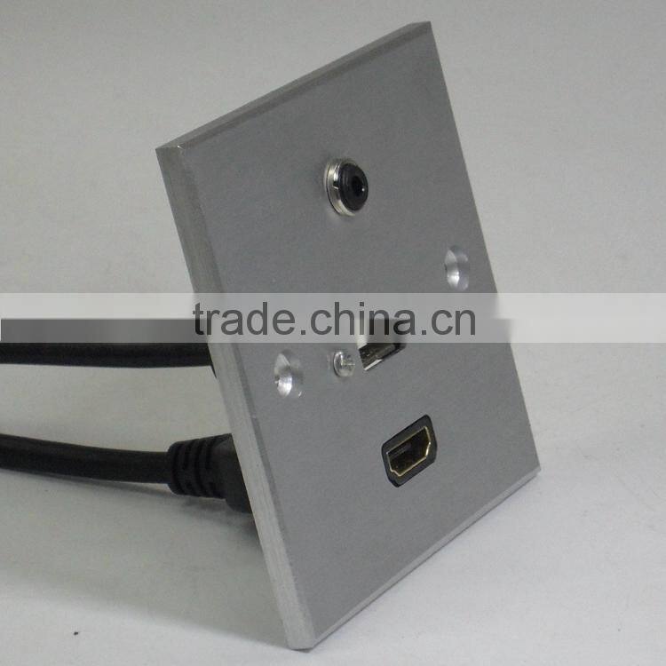 Metal Multimedia wall oulet connector with RCA VGA HDMI NET AV USB