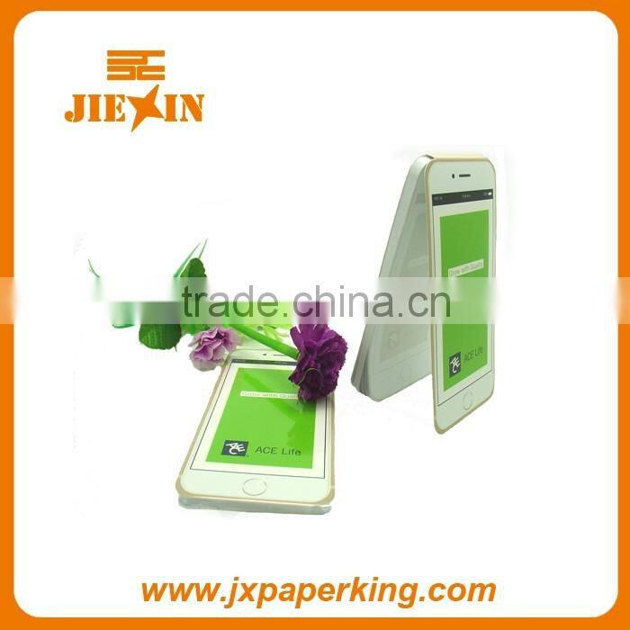 Advertising logo printed Phone shape paper memo cube block with pen holder