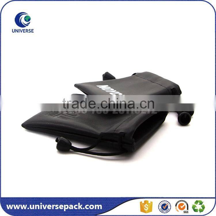 Printed logo leather document bag with polyester lining for export