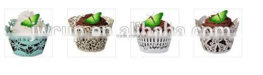 Yellow Filigree Heart Laser Cut Wedding & Party Cupcake Wrappers