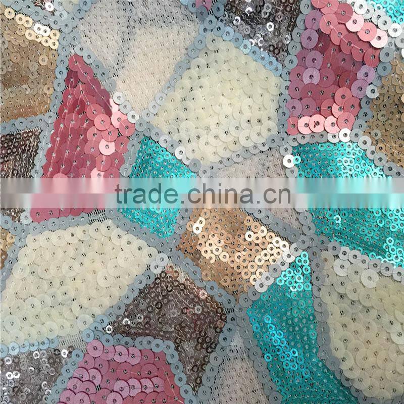 colorful embroidery sequins fabric stone