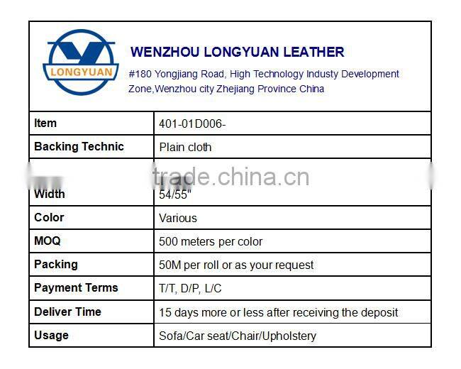 Embossed Light design Pu leather with twill fabric for sofa/car leather seat/upholstery/leather sofa supplier in wenzhou