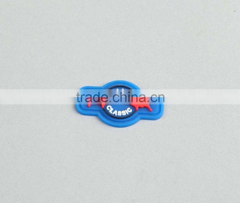 Custom Logo PVC Rubber Patch Hat Badge Backpack Label Blue Base