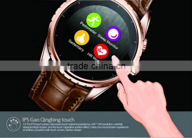 Metal intelligent wristwatch sport smart watch with leather wrirstband