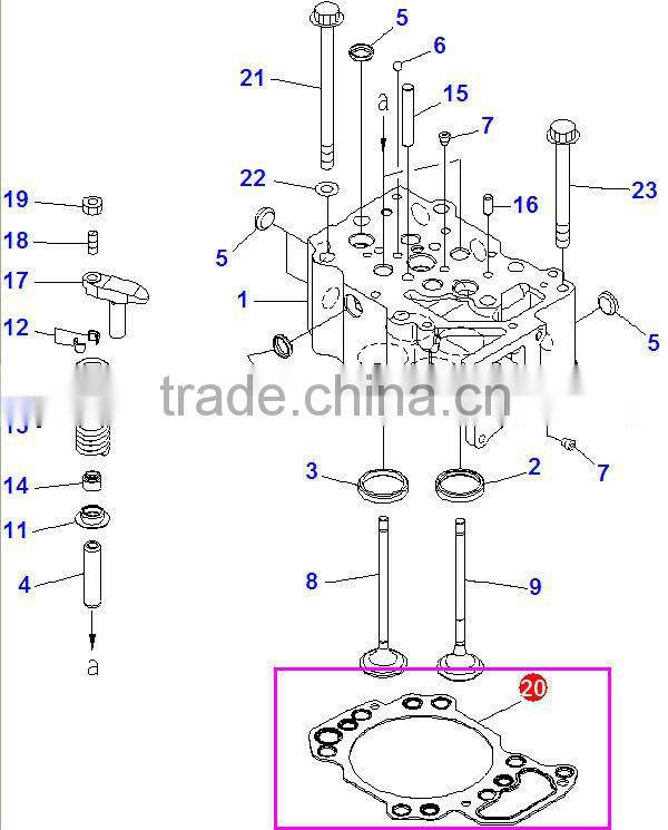 Excavator engine parts PC450-8 cylinder head gasket cylinder head gasket