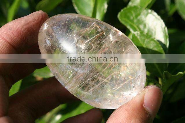 Natural white Rutilated Quartz crystal egg Language Option French
