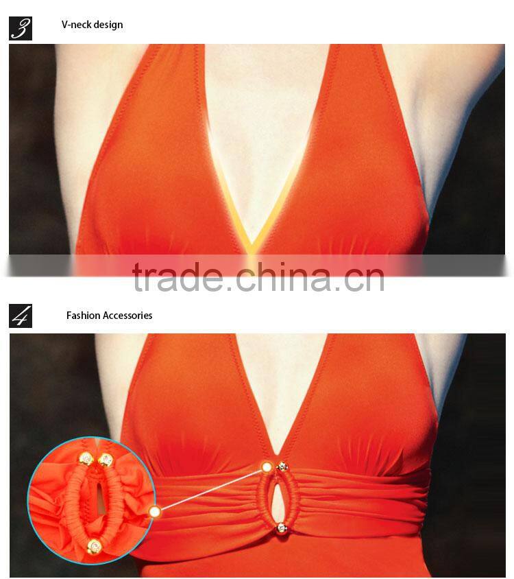 Balneaire new style women orange sexy one Piece Swimwear,wholesale plus size swimsuits