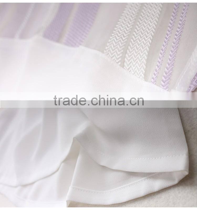 2016 Summer Sexy Lady Embroidery Design Elegant Chiffon Short Sleeve Slim Blouses White Lace Patchwork Choli Blouse Designs