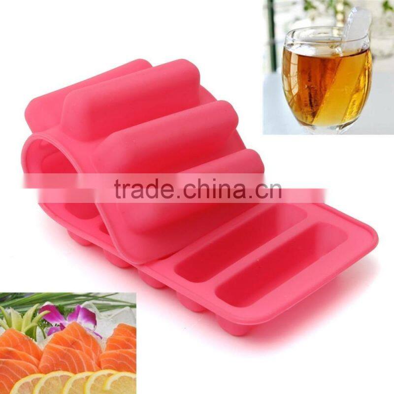 Amazon Popular 10 Cavities Silicone Cylinder Ice Cube Tray Freeze Mould
