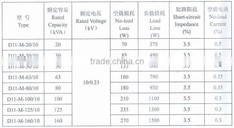 D11 Single-phase Oil-immersed Transformer with 10KV