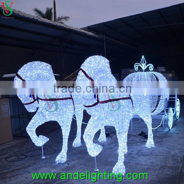 Hot sell outdoor Christmas lights 3D acrylic pumpkin horse carriage decoration light