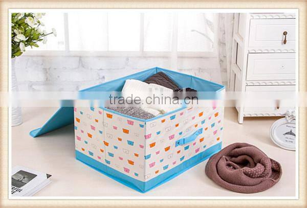 Factory price PE coating non-woven storage box with handle