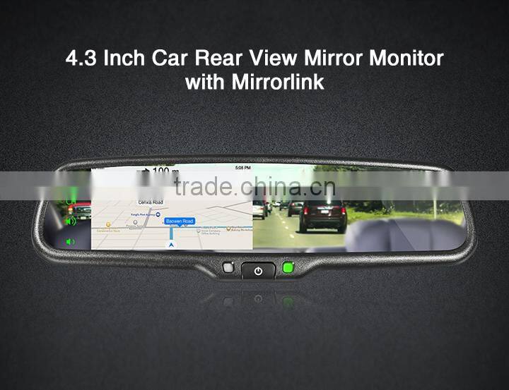 4.3 inch mirror link synchronize the informations of your smart phone, reverse camera,customed logo