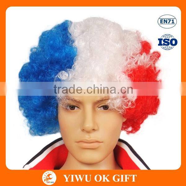 Cheap France Flag Afro Wigs For 2016 UEFA Football Sports
