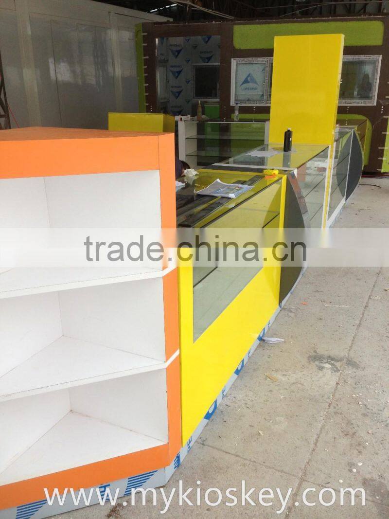 High end cell phone display showcase in cell phone shop for retail