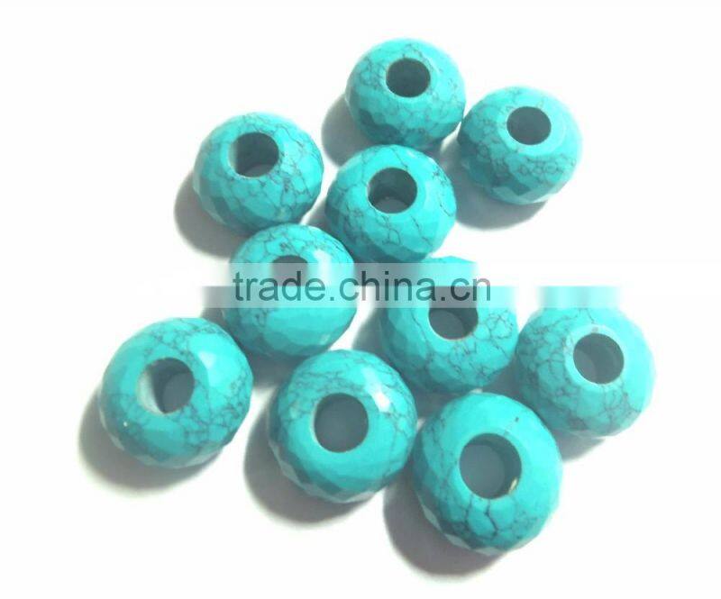 AAA Quality Chinese Turquoise Faceted Stylist Rondelle Big Hole Beads