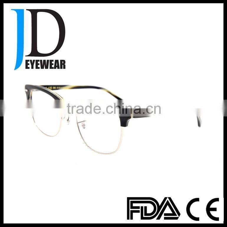 High Quality Scratch Proof Striped Acetate Half Frame Eyeglasses with Blinds