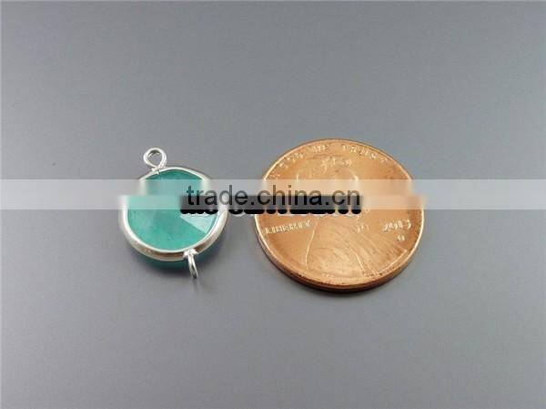 2 Faceted amazonite bezel set stones crystal jewelry findings&components