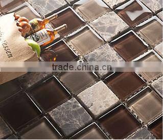 Coffee crystal mosaic glass tile and slate mix for sunny europe
