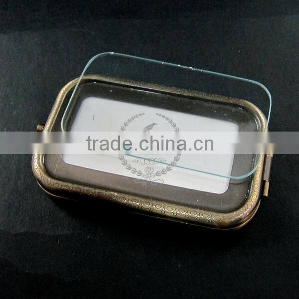 50x85mm setting metal rectangle blank base bezel vintage style bronze compact pocket mirror tray glass cabochon 1991023