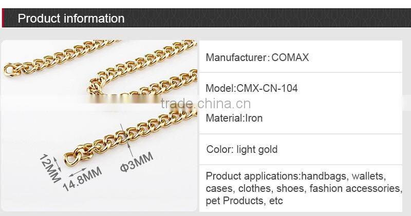 European feature metal 18K shining gold chain for handbag