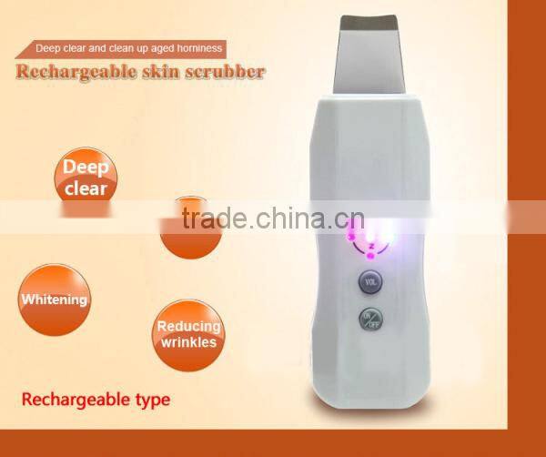 handheld Rechargable Ultrasonic Skin Scrubber portable/ultrasonic face scrubber