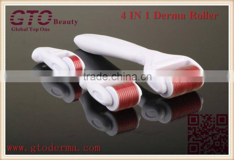 GTO Micro Needle Stainless Steel 300/720/1200 Needles 4 in 1Derma Roller with Desinfection Tank
