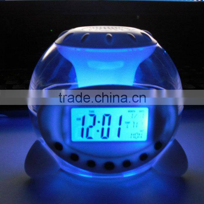 office&school promotional item gift 7 color light alarm clock with nature sound