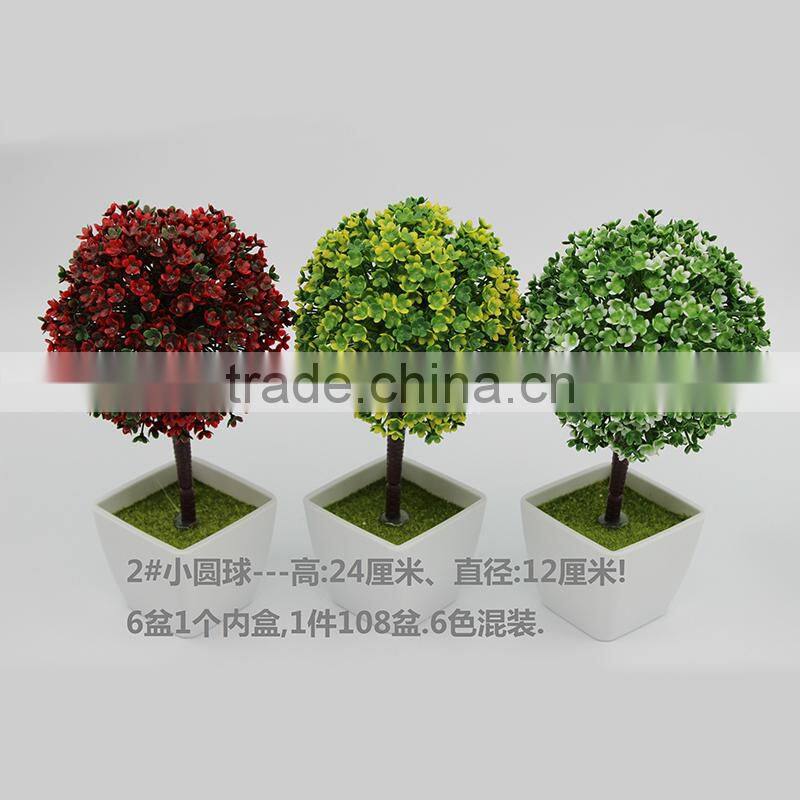 Artificial Ball Flower Tree Mini Bonsai Desktop Green plant home decoration