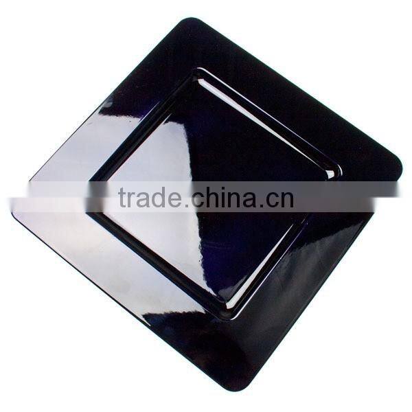 silver cheap plastic square charger plate decorative gilded dry fruit tray/square sliver charger plates