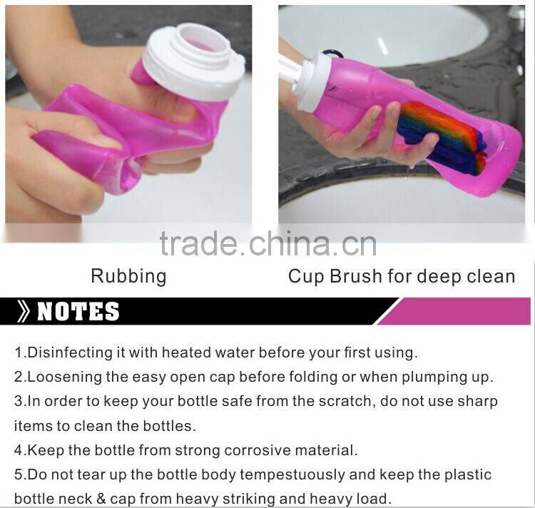 2017 New Silicone Foldable Water Bottle Gym Bottles Bike Water Bottles