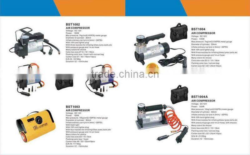 H10065 Portable 12v Mini Metal Air pump Compressor Tire Inflator Gauge