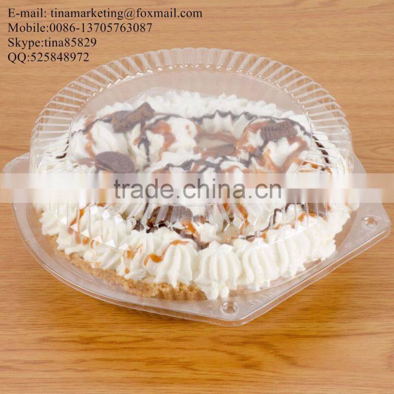 10" Hinged OPS Plastic Deep Pie Container, Plastic Clamshell Round Hinged Cake Container