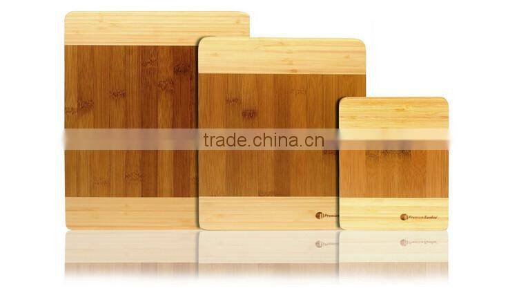 Set Of 3 Thick Strong Bamboo Cutting Board With Beautiful White Edge