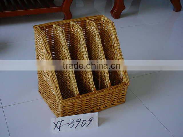 Linyi wholesale exquisite willow pu magazine basket with 100%handmade