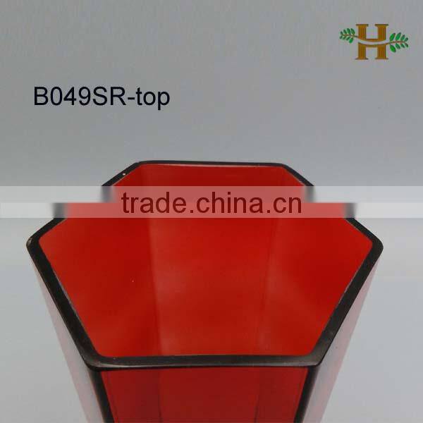 Six-side Polygon Red Flower Vase