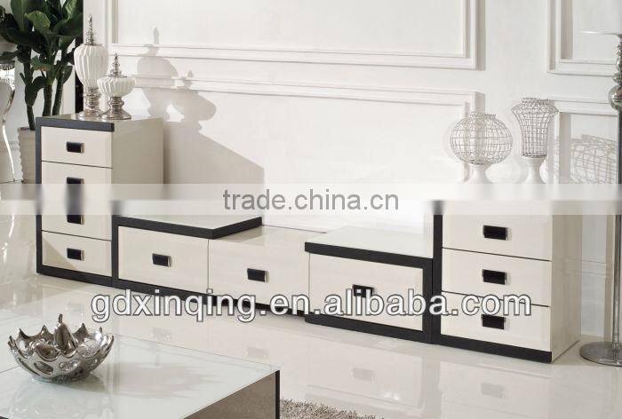 modern design wooden lcd tv stand high glossy tempered glass top tv cabinet E353