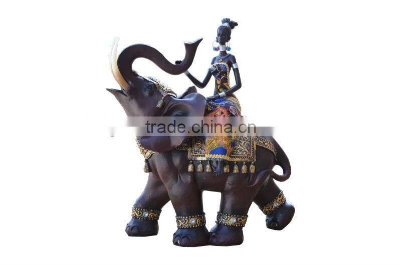 table decorations resin fabric African lady on elephant gifts